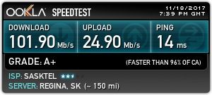 Network speedtest to ISP over 38km.